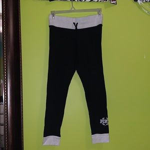 PINK black leggings with tie waist band.